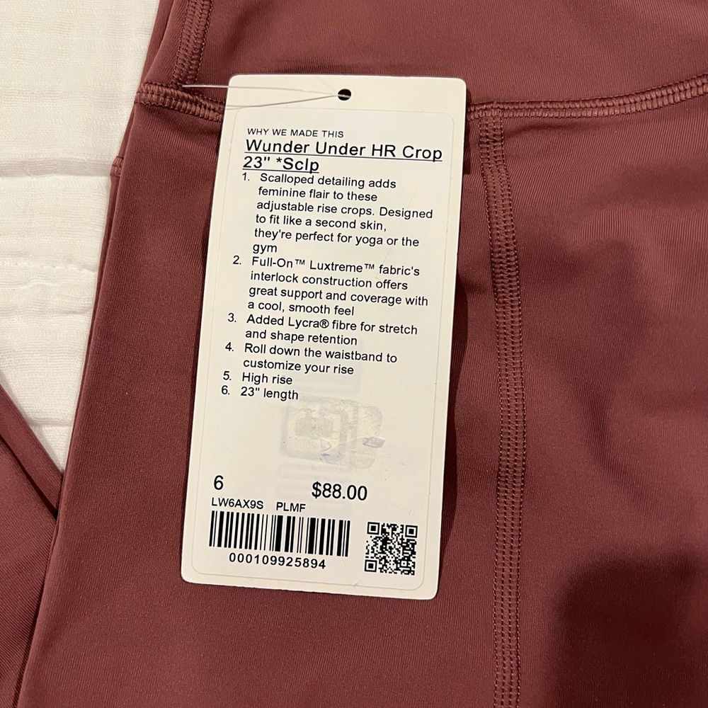 Brand new with tag Lululemon wunder under scalloped tights, size 6, PLMF